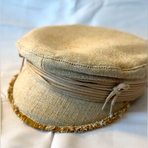 Ruslan Baginskiy Beige Linen Fringed Bakers Hat